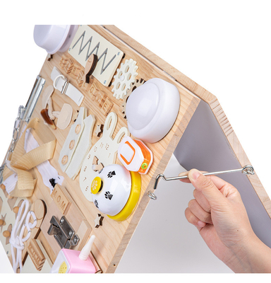 Montessori Early Educational DIY แฮนด์เมด Busy Board ของเล่นไม้สำหรับเด็กวัยหัดเดิน