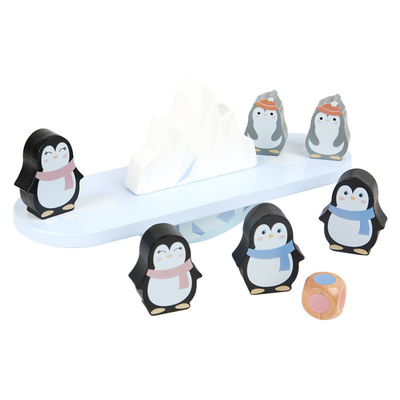 บล็อกไม้ของเล่น Penguin Balancing Frame Montessori สอนสีสัน