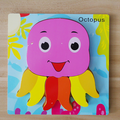 ไม้การ์ตูนสัตว์ 3D Puzzle เด็ก Early Education Cognitive