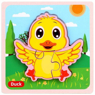 ไม้การ์ตูนสัตว์ 3D Puzzle เด็ก Early Education Cognitive