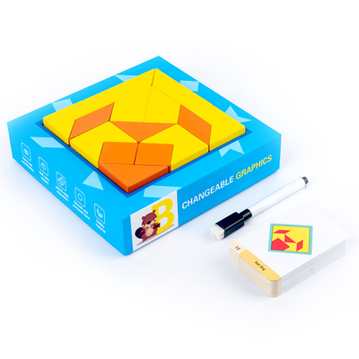 เด็กของเล่นไม้รูปแบบจิ๊กซอว์ปริศนาความคิดสร้างสรรค์ Tangram Montessori