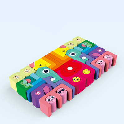 บล็อกตัวต่อไม้สายรุ้งสำหรับเด็ก Montessori Educational