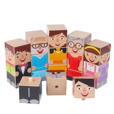 เด็กของเล่นไม้ Creature Blocks ชุดพ่อแม่เด็ก Family Educational