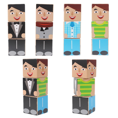 เด็กของเล่นไม้ Creature Blocks ชุดพ่อแม่เด็ก Family Educational