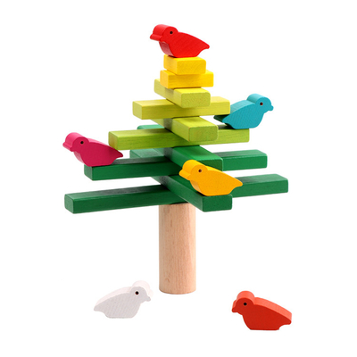 Bird Balance Tree บล็อกไม้ของเล่นออกกำลังกาย Finger Educational