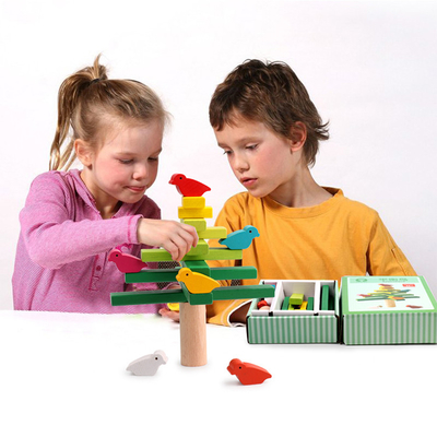 Bird Balance Tree บล็อกไม้ของเล่นออกกำลังกาย Finger Educational