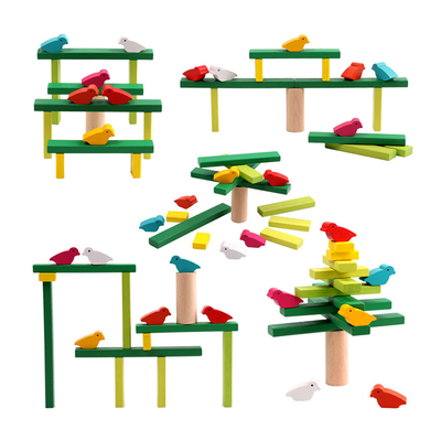 Bird Balance Tree บล็อกไม้ของเล่นออกกำลังกาย Finger Educational