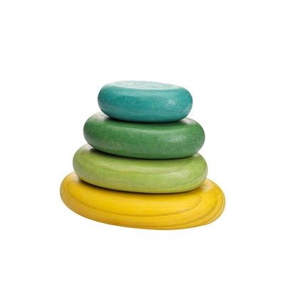 ไม้เด็ก Montessori Jenga Rainbow Stacked Stone Balanced Stacking BPA Free