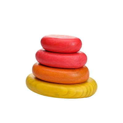 ไม้เด็ก Montessori Jenga Rainbow Stacked Stone Balanced Stacking BPA Free