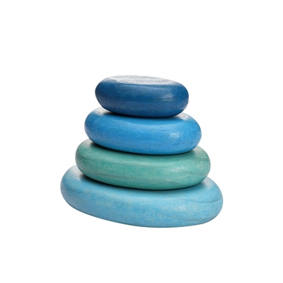 ไม้เด็ก Montessori Jenga Rainbow Stacked Stone Balanced Stacking BPA Free