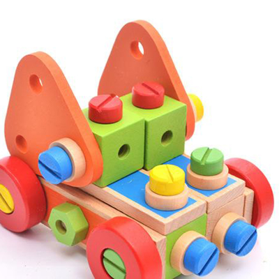 Montessori ไม้บล็อกอาคารอ่อนนุชของเล่นน็อตสกรูของเล่นเด็กของขวัญ