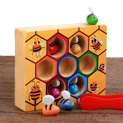 เกม Montessori Beehive ของเล่นเด็กอัจฉริยะ Catch Bee Color Cognition