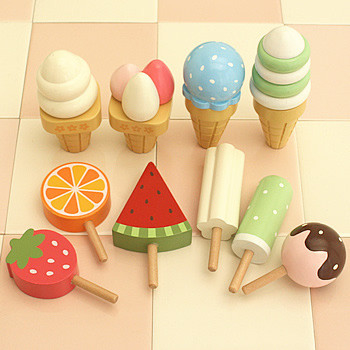 การจำลองไอศกรีมแม่เหล็กของเล่นไม้แกล้งเล่นครัวอาหาร