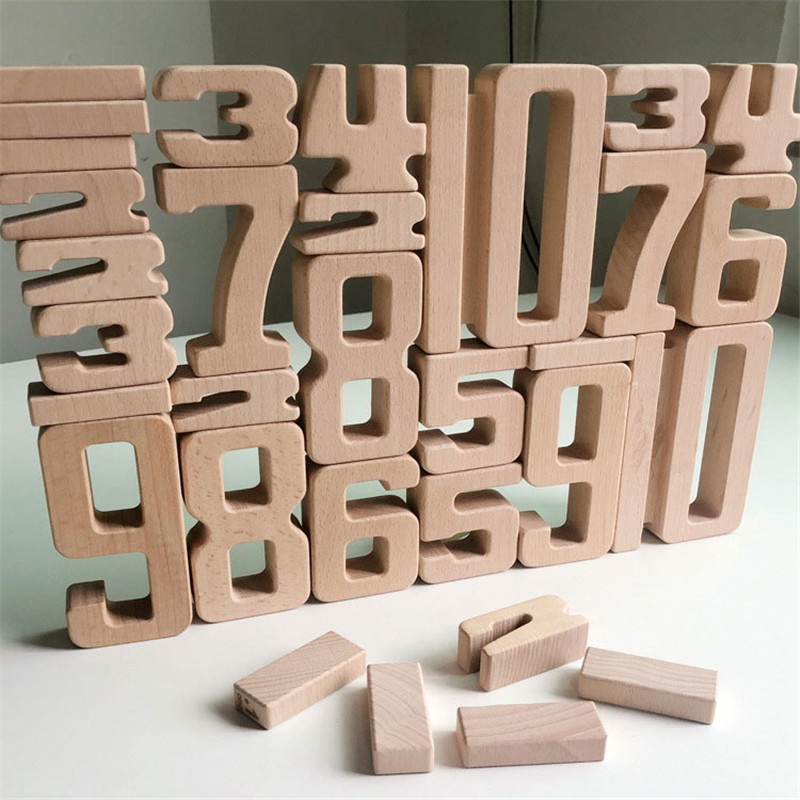 บล็อกการสร้างจำนวน คณิตศาสตร์ไม้ ของเล่นเด็ก บล็อกสมดุล Jenga ของเล่น Montessori การศึกษาของเล่นไม้ธรรมชาติ fo