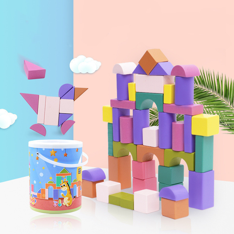เด็กวัยหัดเดิน DIY Kids Big Particles บล็อกไม้ Colorful